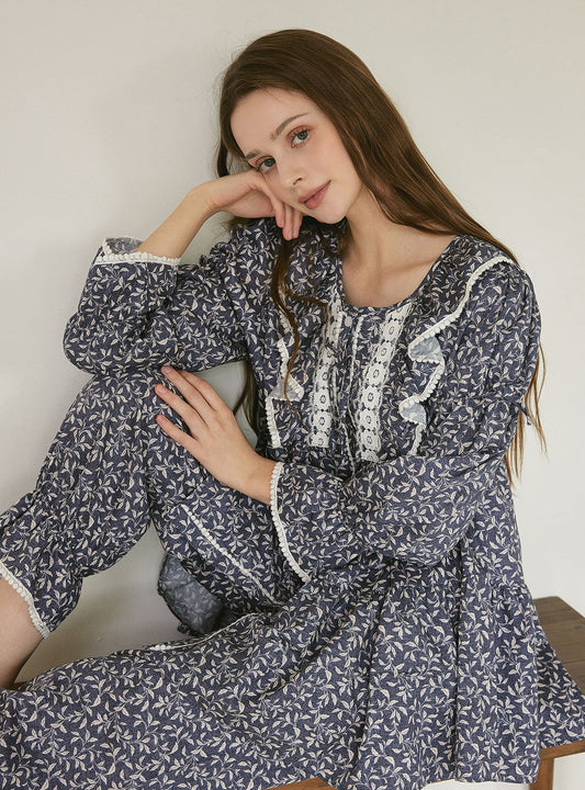 Botany Modal Cotton Round - Neck Pajama Set - premium Korean sleepwear by LUNALUZ