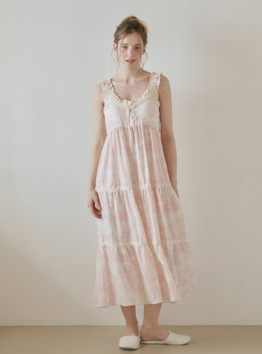 Elise Rayon - Cotton Sleeveless Bra - Cup Dress Pajama (2 Colors) - premium Korean sleepwear by LUNALUZ
