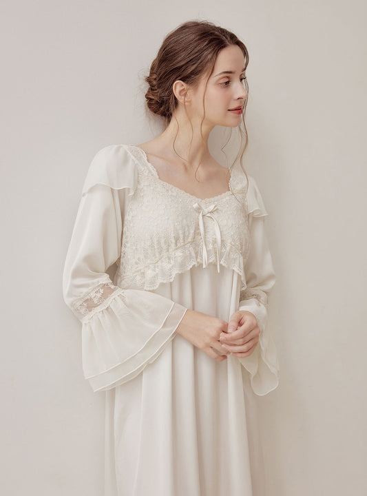 Louise Satin Dress – 2 Colors (Ivory, Violet) - premium Korean sleepwear by LUNALUZ