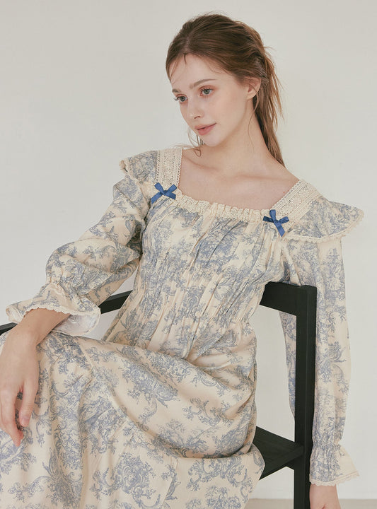 Versailles Modal Cotton Square - Neck Nightdress – 2 Colors - premium Korean sleepwear by LUNALUZ