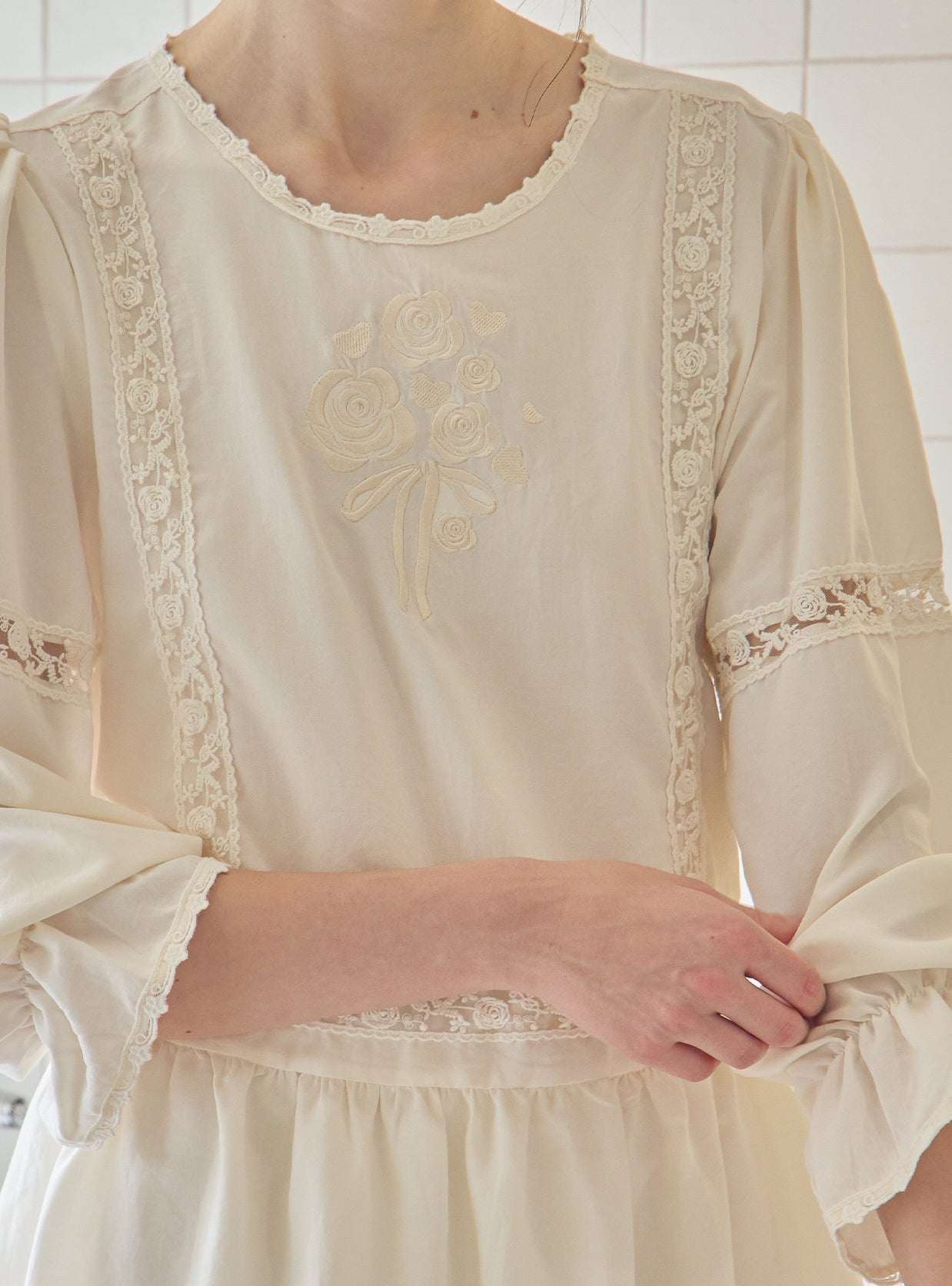 Aby Sand - Washed Round - Neck Pajama Set - premium Korean sleepwear by LUNALUZ