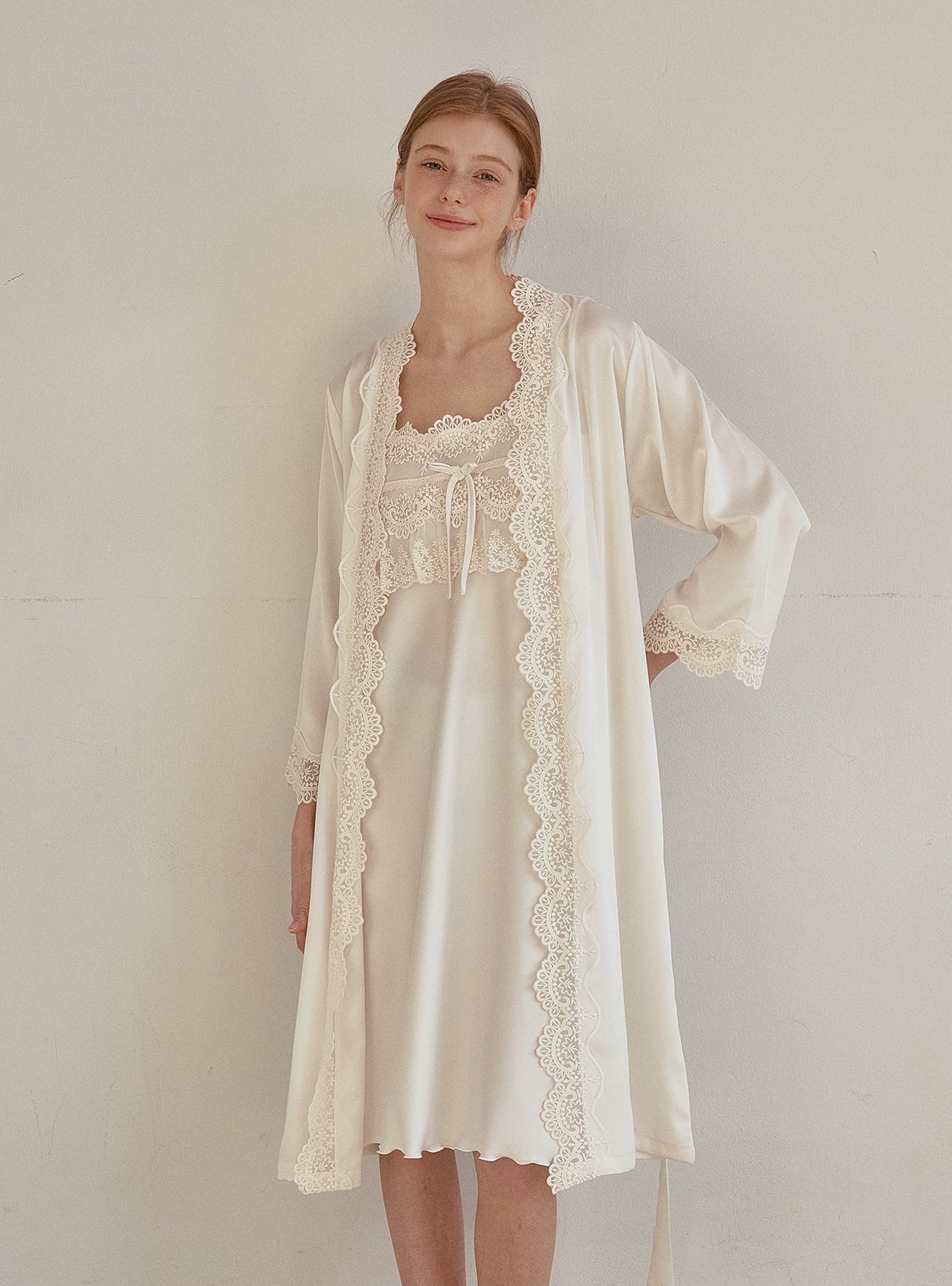 Adore Slip & Robe Ensemble - premium Korean sleepwear by LUNALUZ