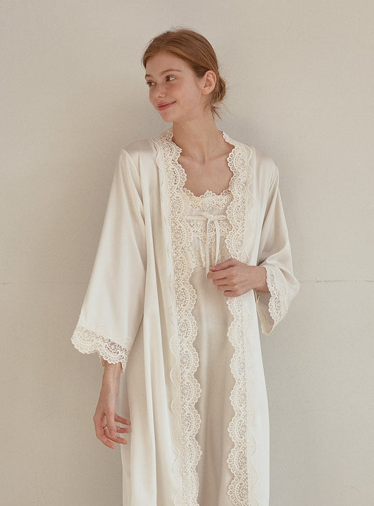 Adore Slip & Robe Ensemble - premium Korean sleepwear by LUNALUZ