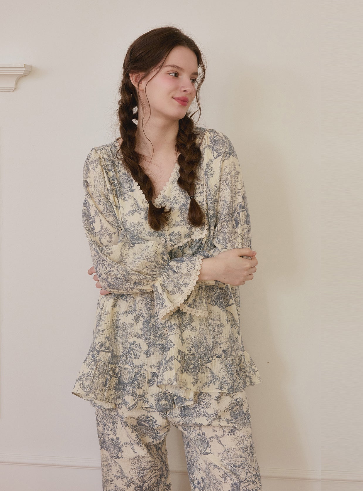 Amor Double - Gauze Cotton Toile Pajama Set – 2 Colors - premium Korean sleepwear by LUNALUZ