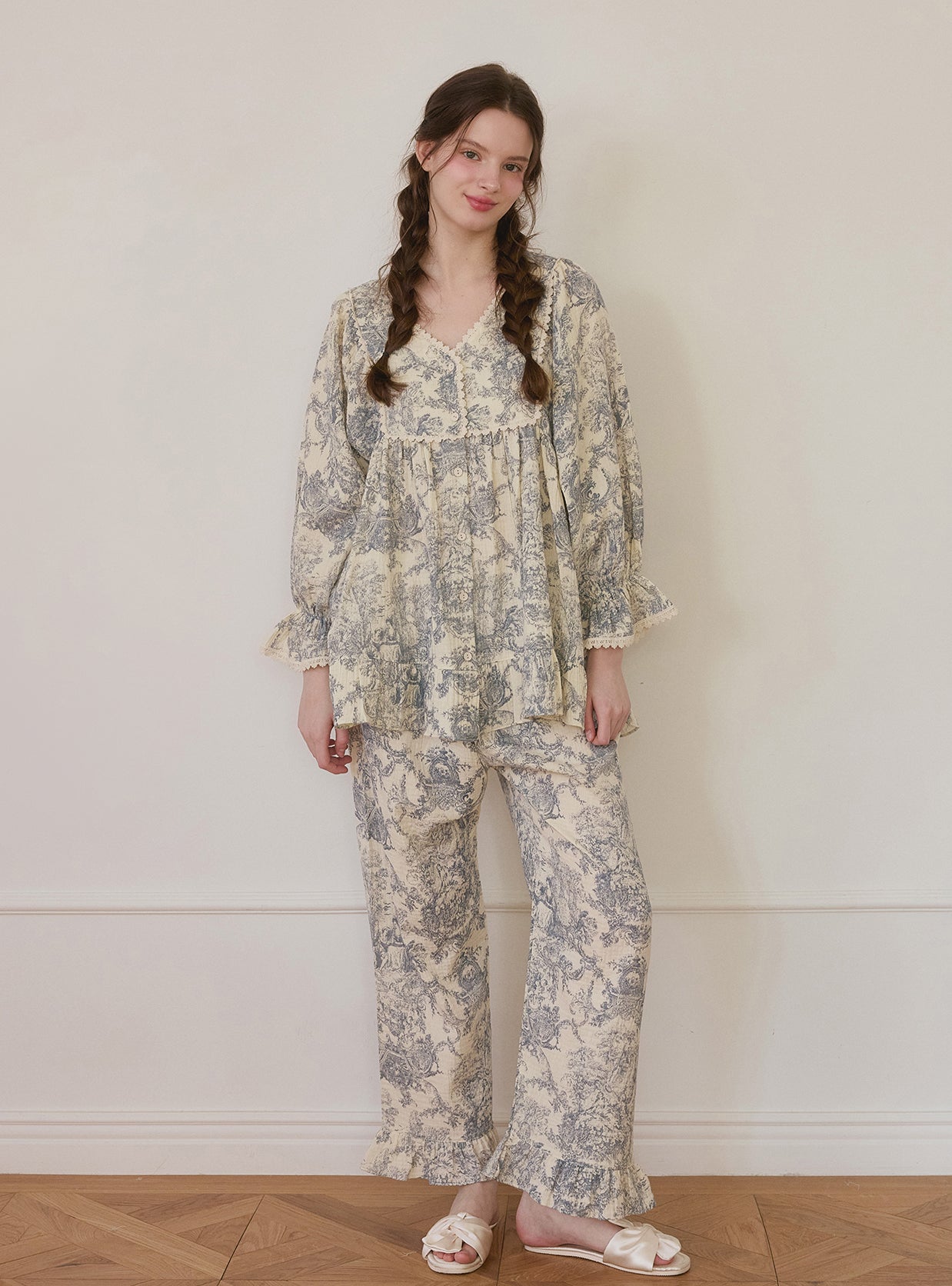 Amor Double - Gauze Cotton Toile Pajama Set – 2 Colors - premium Korean sleepwear by LUNALUZ