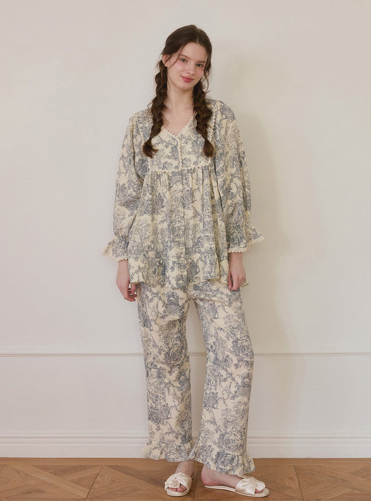 Amor Double - Gauze Cotton Toile Pajama Set – 2 Colors - premium Korean sleepwear by LUNALUZ