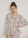Amore Double Gauze Long - Sleeve Notched Collar Pajama Set - premium Korean sleepwear by LUNALUZ