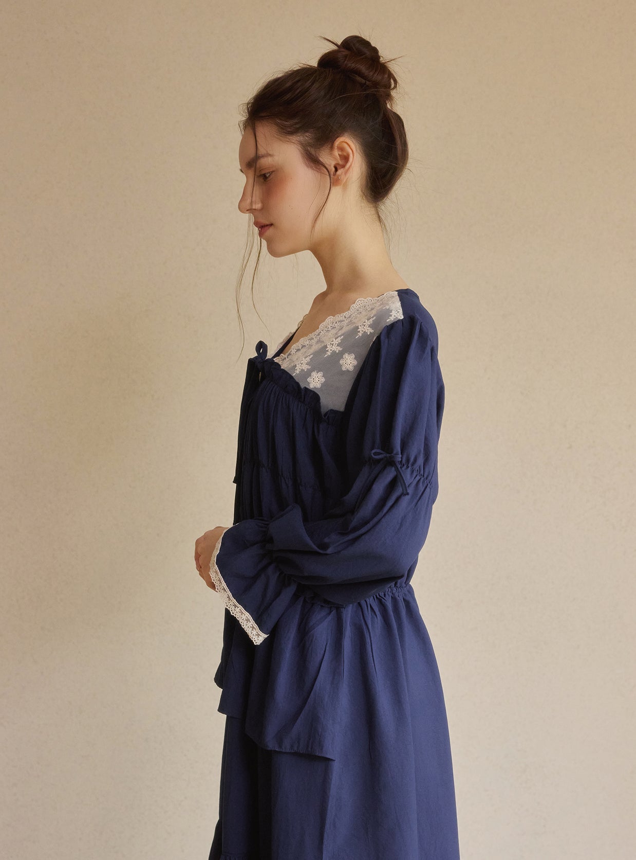 Angelo Sand - Washed V - Neck Nightdress - premium Korean sleepwear by LUNALUZ