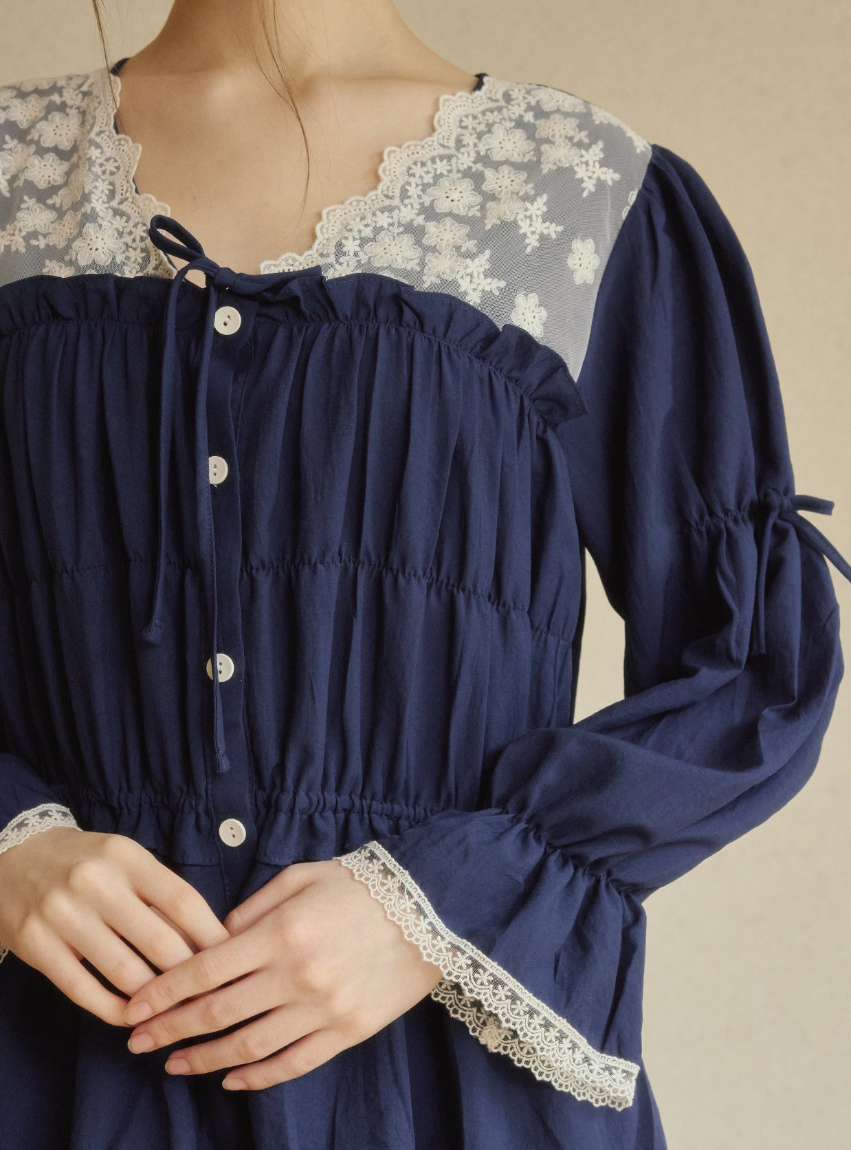 Angelo Sand - Washed V - Neck Nightdress - premium Korean sleepwear by LUNALUZ