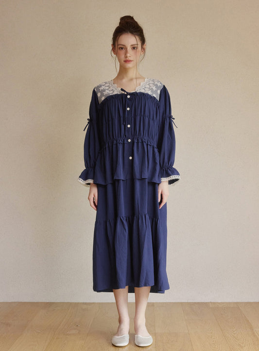 Angelo Sand - Washed V - Neck Nightdress - premium Korean sleepwear by LUNALUZ