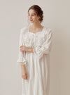 Angelring Cotton Embroidered Square - Neck Nightdress - premium Korean sleepwear by LUNALUZ