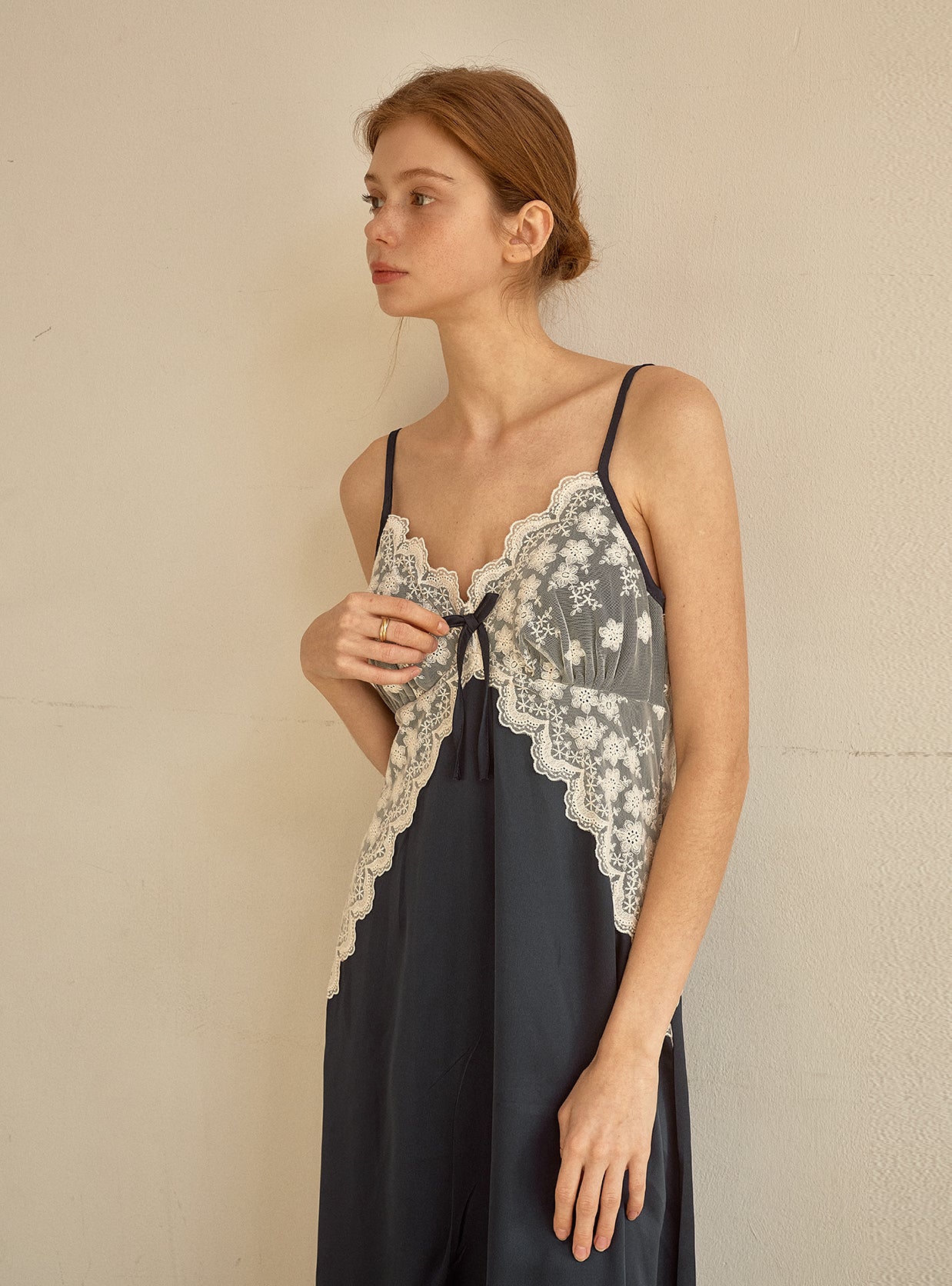 Audrey Satin Sleeveless Bra - Cup Slip Nightdress (2 Colors) - premium Korean sleepwear by LUNALUZ