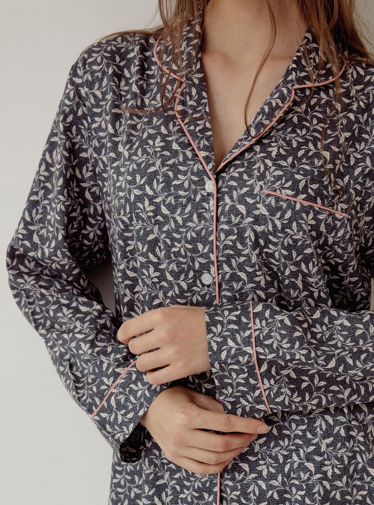 Botany Modal Cotton Collar Long - Sleeve Pajama Set - premium Korean sleepwear by LUNALUZ