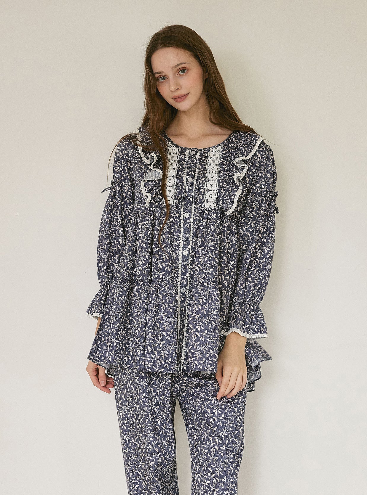 Botany Modal Cotton Round - Neck Pajama Set - premium Korean sleepwear by LUNALUZ