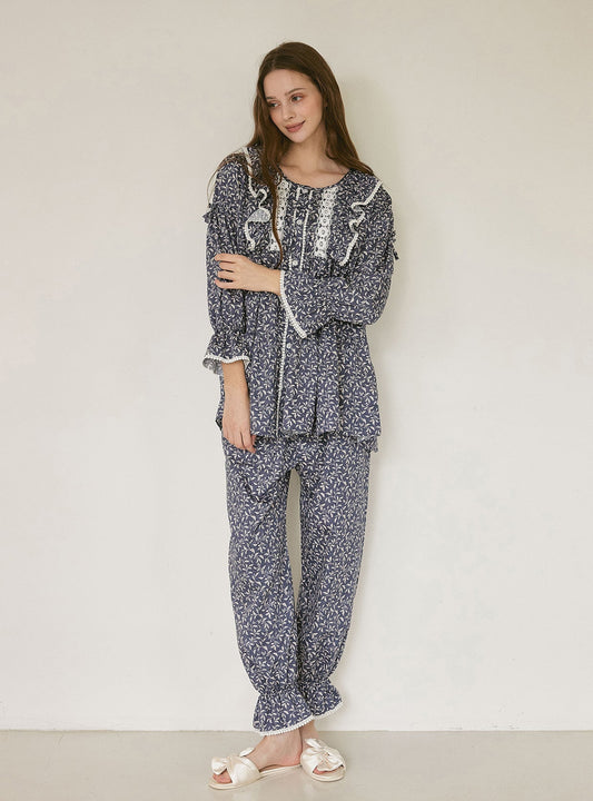 Botany Modal Cotton Round - Neck Pajama Set - premium Korean sleepwear by LUNALUZ