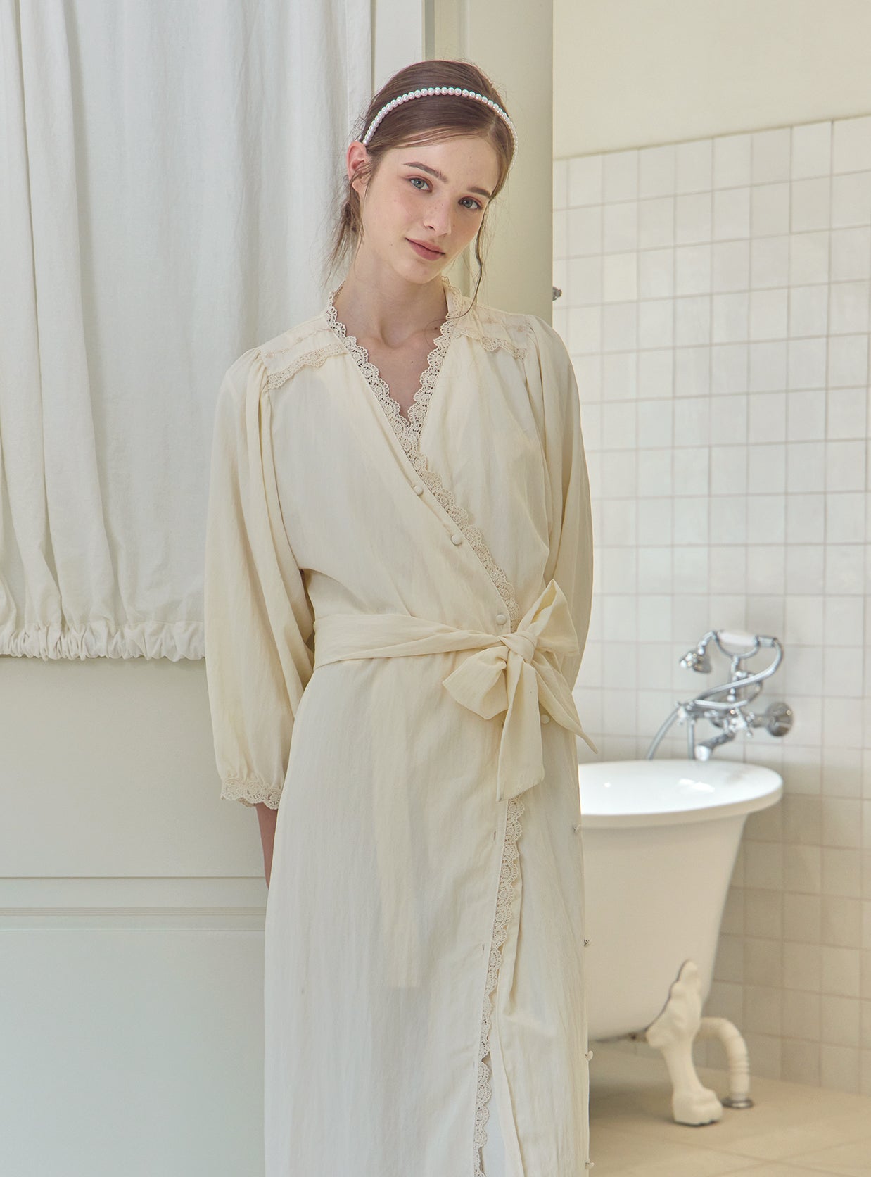 Caché Washed Shirt Robe Dress - premium Korean sleepwear by LUNALUZ