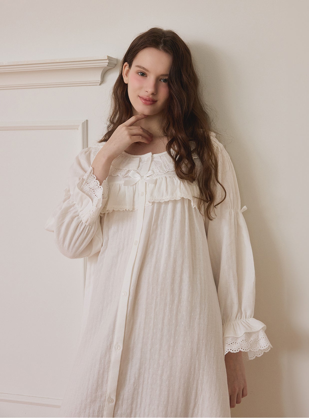 Clieng Airy Cotton - Blend Round - Neck Nightdress - premium Korean sleepwear by LUNALUZ