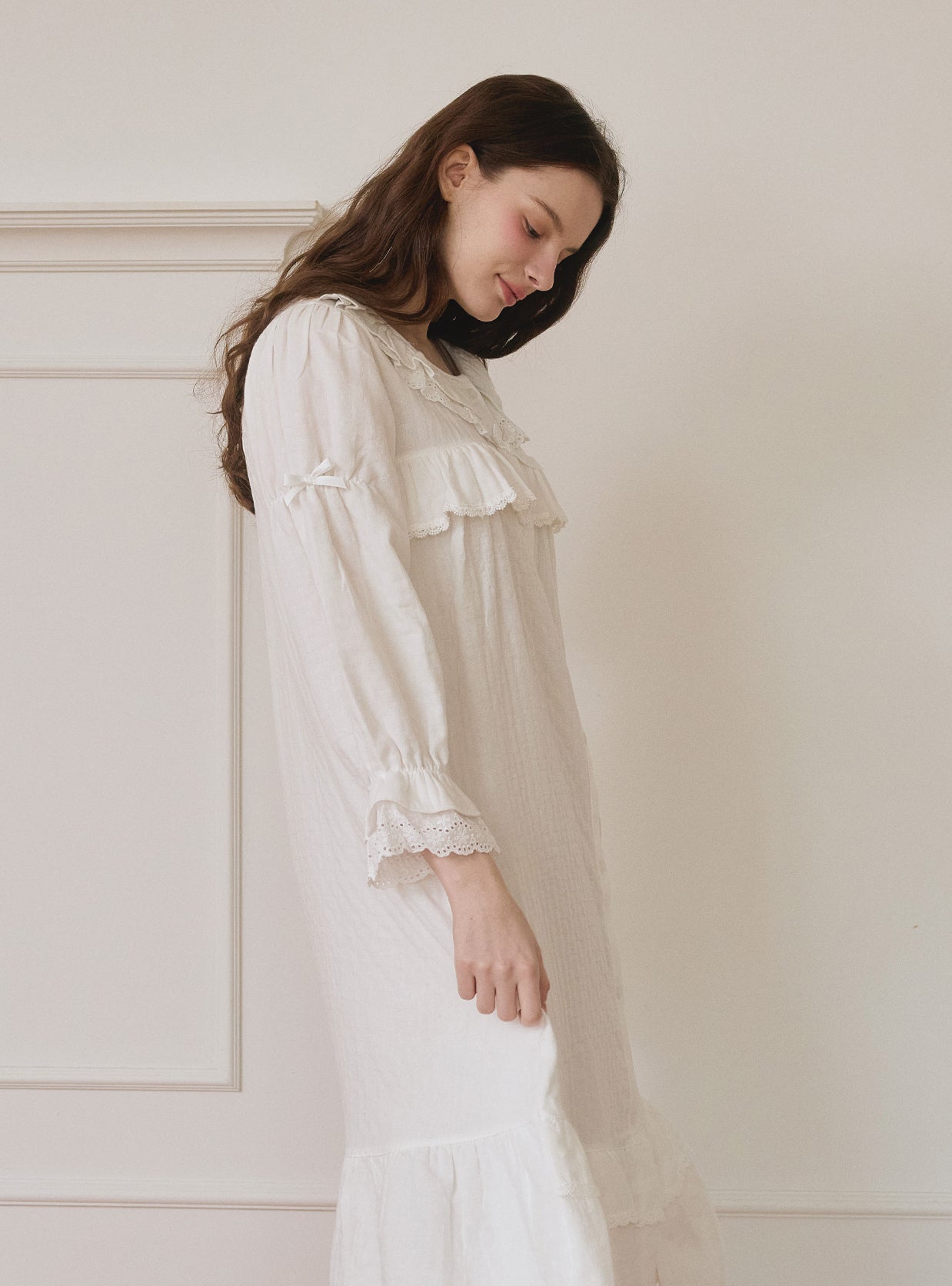 Clieng Airy Cotton - Blend Round - Neck Nightdress - premium Korean sleepwear by LUNALUZ