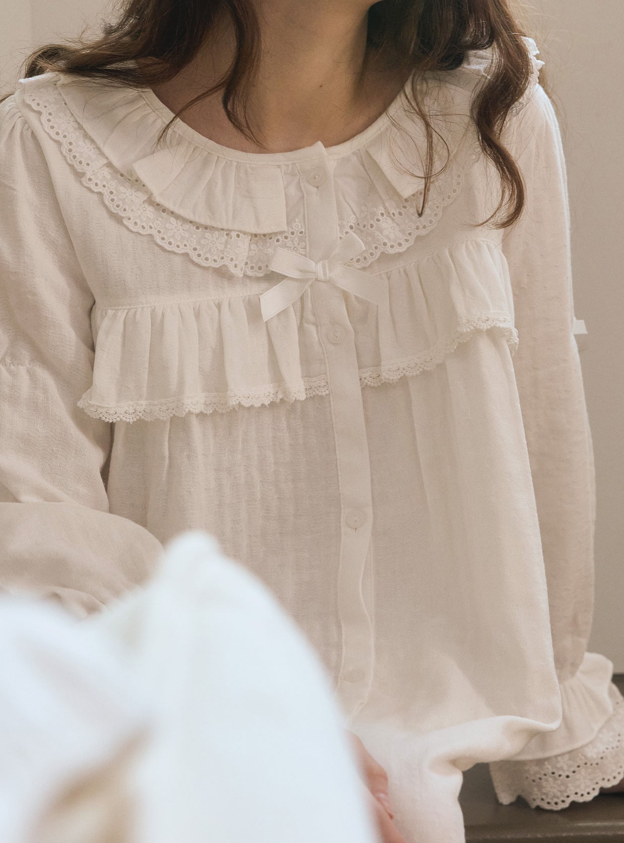 Clieng Airy Cotton - Blend Round - Neck Nightdress - premium Korean sleepwear by LUNALUZ