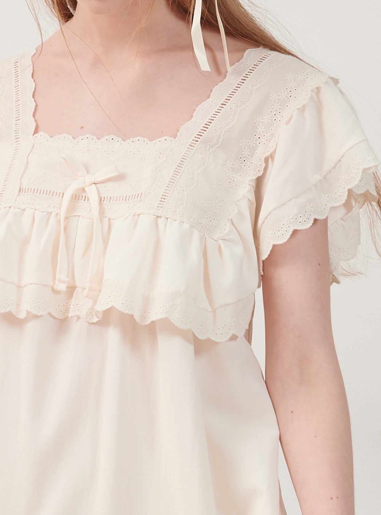 Creamy Sand - Washing Square - Neck Sleeveless Nightdress - premium Korean sleepwear by LUNALUZ