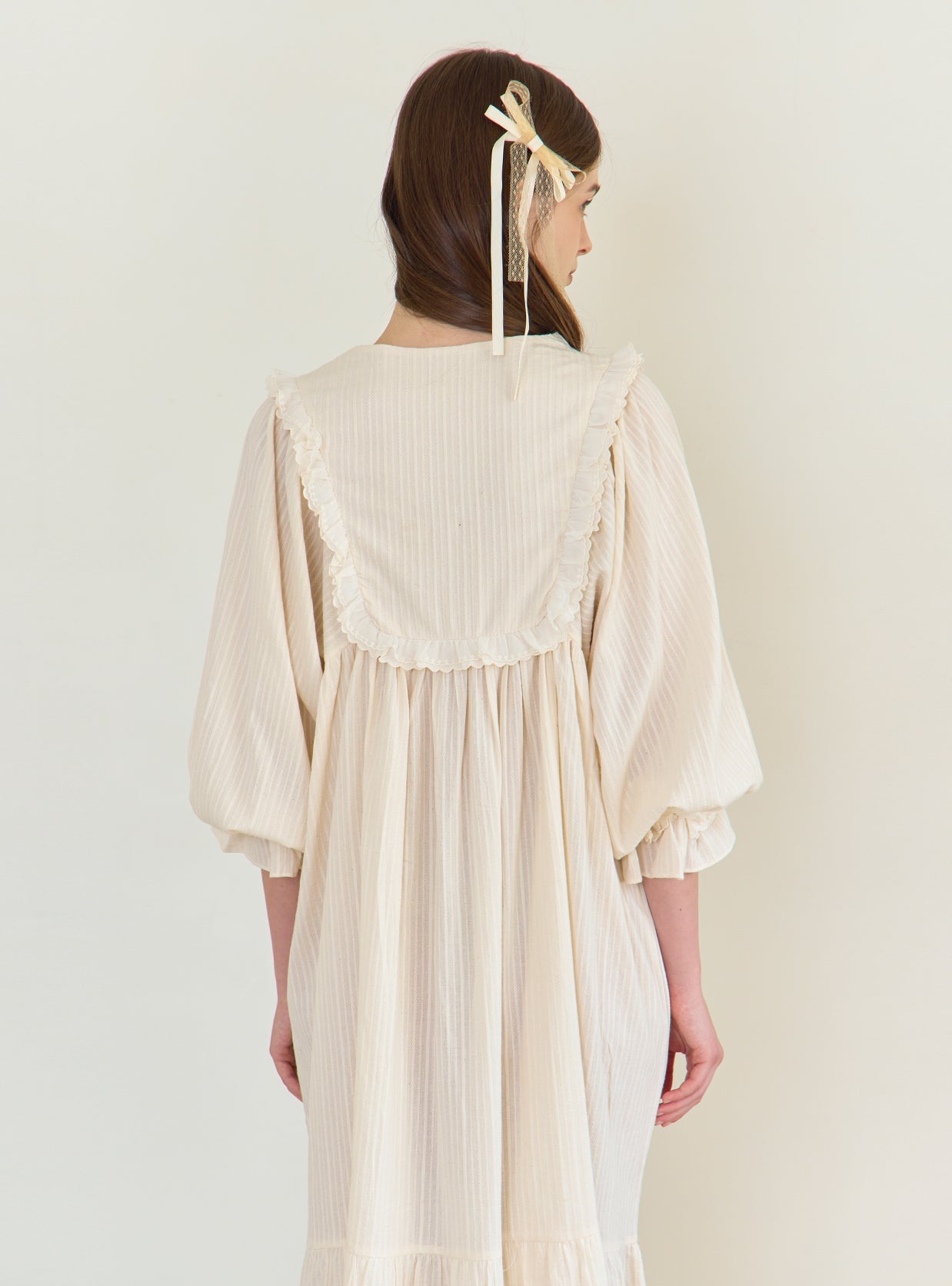 Daphne Cotton V - Neck Long - Sleeve Nightdress (2 Colors) - premium Korean sleepwear by LUNALUZ