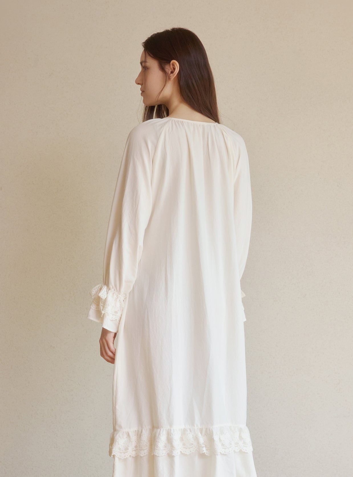 Della Sand - Washed V - Neck Nightdress - premium Korean sleepwear by LUNALUZ