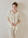 DeMarie Cotton Short Sleeve V - Neck Pajama Set - premium Korean sleepwear by LUNALUZ