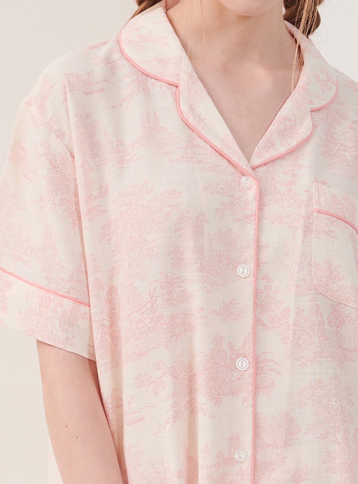 Elise Rayon Cotton Short - Sleeve Notched Collar Pajama Set (2 Colors) - premium Korean sleepwear by LUNALUZ