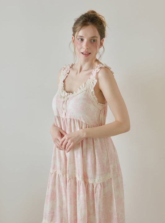 Elise Rayon - Cotton Sleeveless Bra - Cup Dress Pajama (2 Colors) - premium Korean sleepwear by LUNALUZ