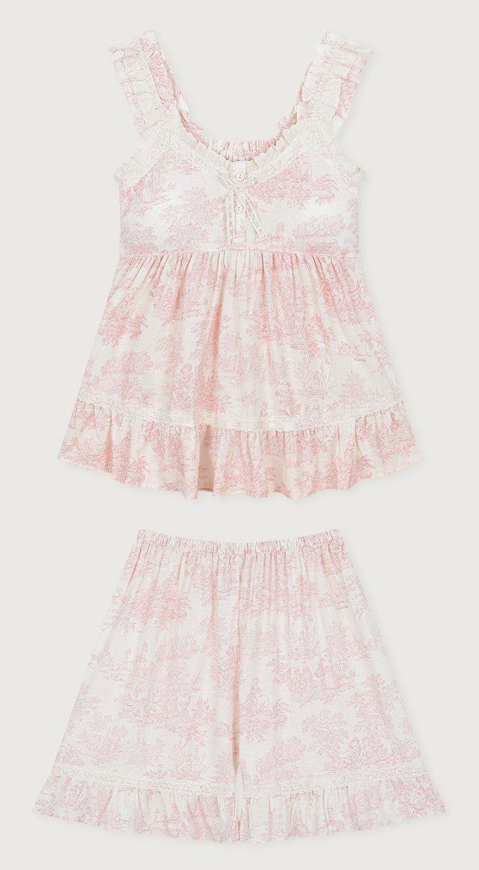 Elise Rayon - Cotton Sleeveless Bra - Cup Pajama Set (2 Colors) - premium Korean sleepwear by LUNALUZ