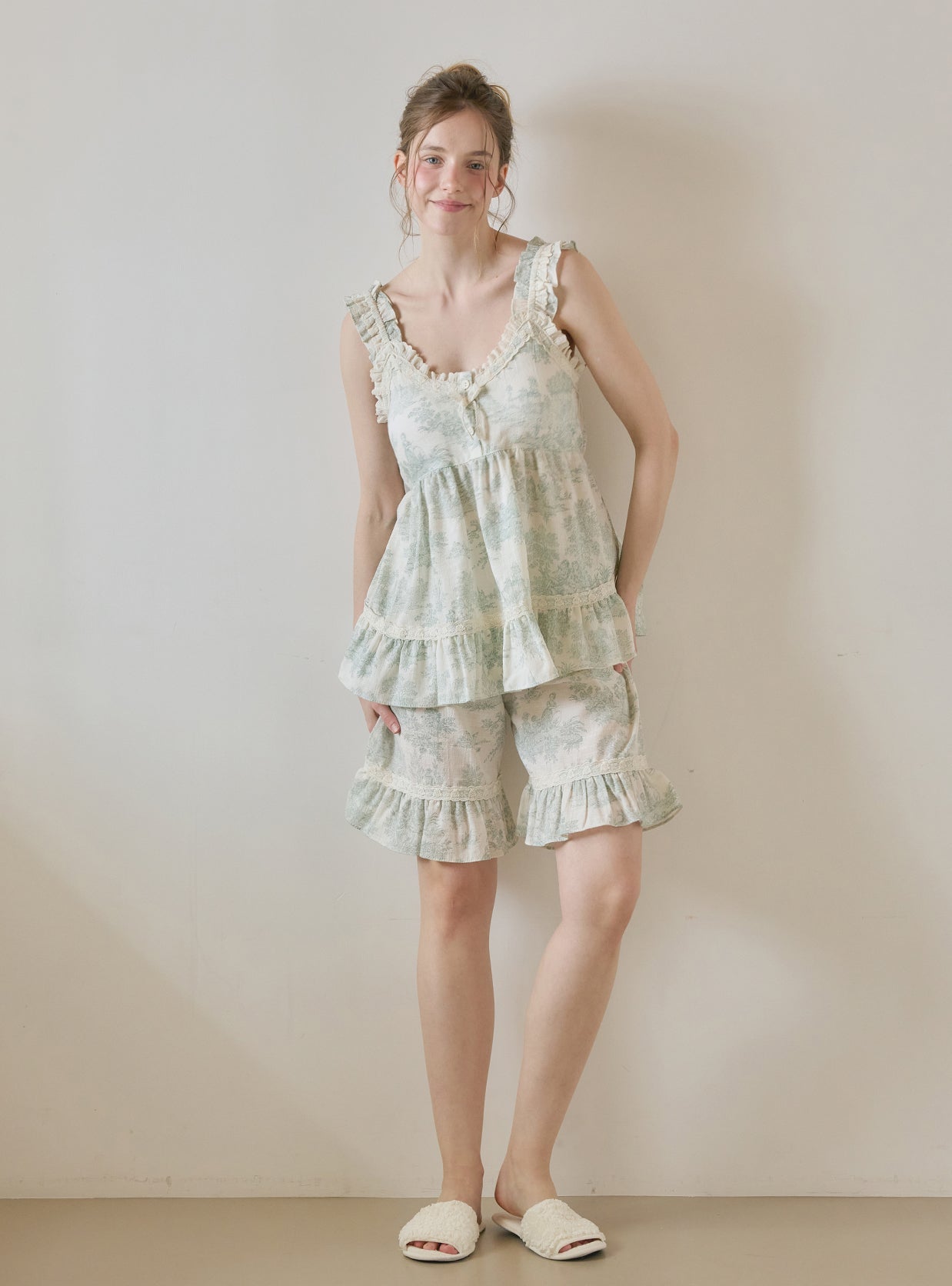 Elise Rayon - Cotton Sleeveless Bra - Cup Pajama Set (2 Colors) - premium Korean sleepwear by LUNALUZ
