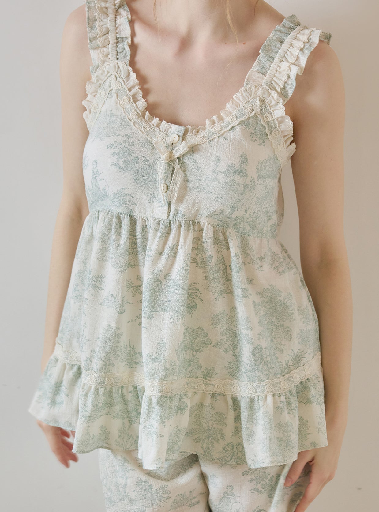 Elise Rayon - Cotton Sleeveless Bra - Cup Pajama Set (2 Colors) - premium Korean sleepwear by LUNALUZ