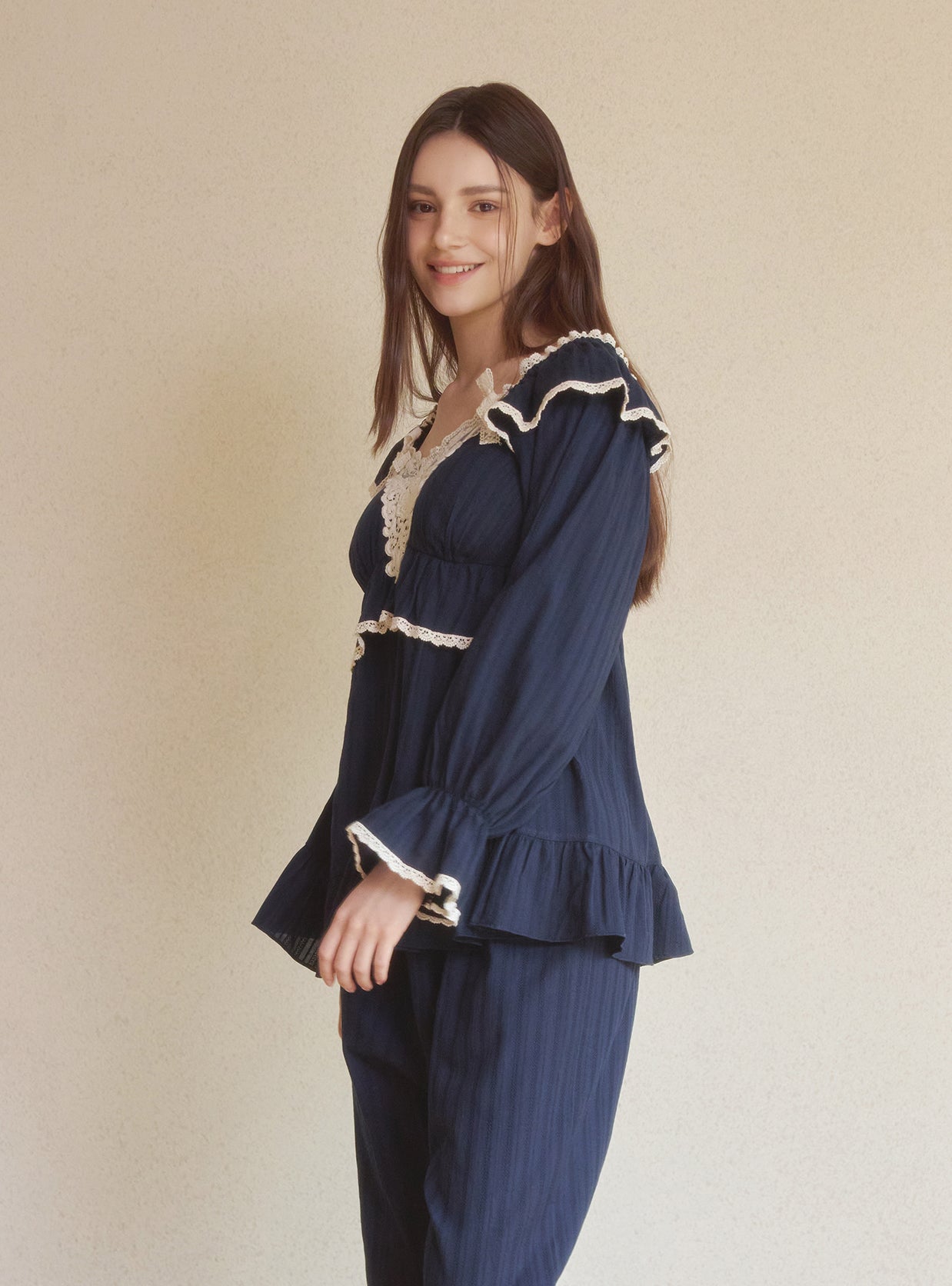 Emma Cotton Built - In Bra Pajama Set - premium Korean sleepwear by LUNALUZ