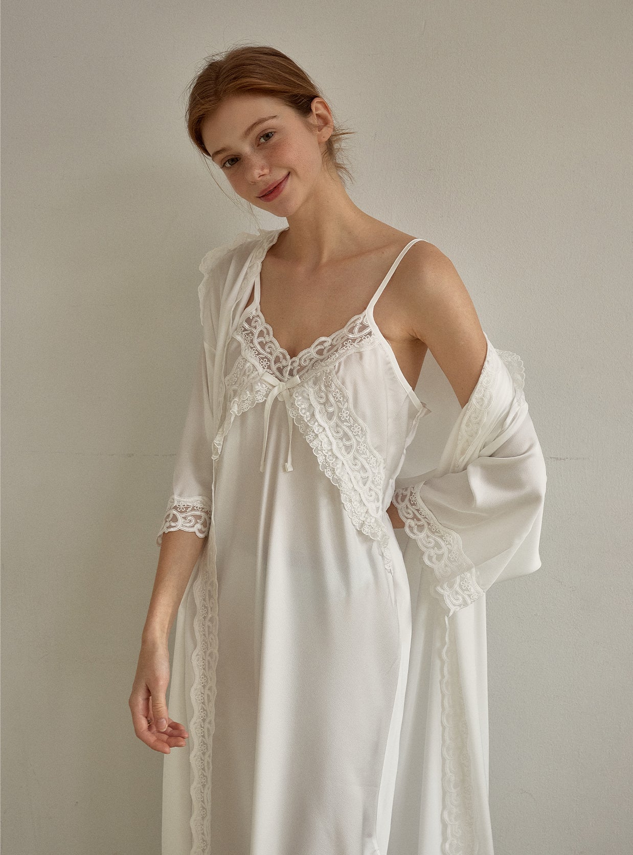 Fabiola Satin Slip & Robe Ensemble - premium Korean sleepwear by LUNALUZ-69
