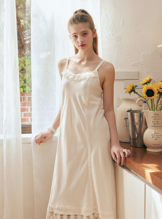 Fay Sand - Washing Strap Nightdress Homewear - premium Korean sleepwear by LUNALUZ