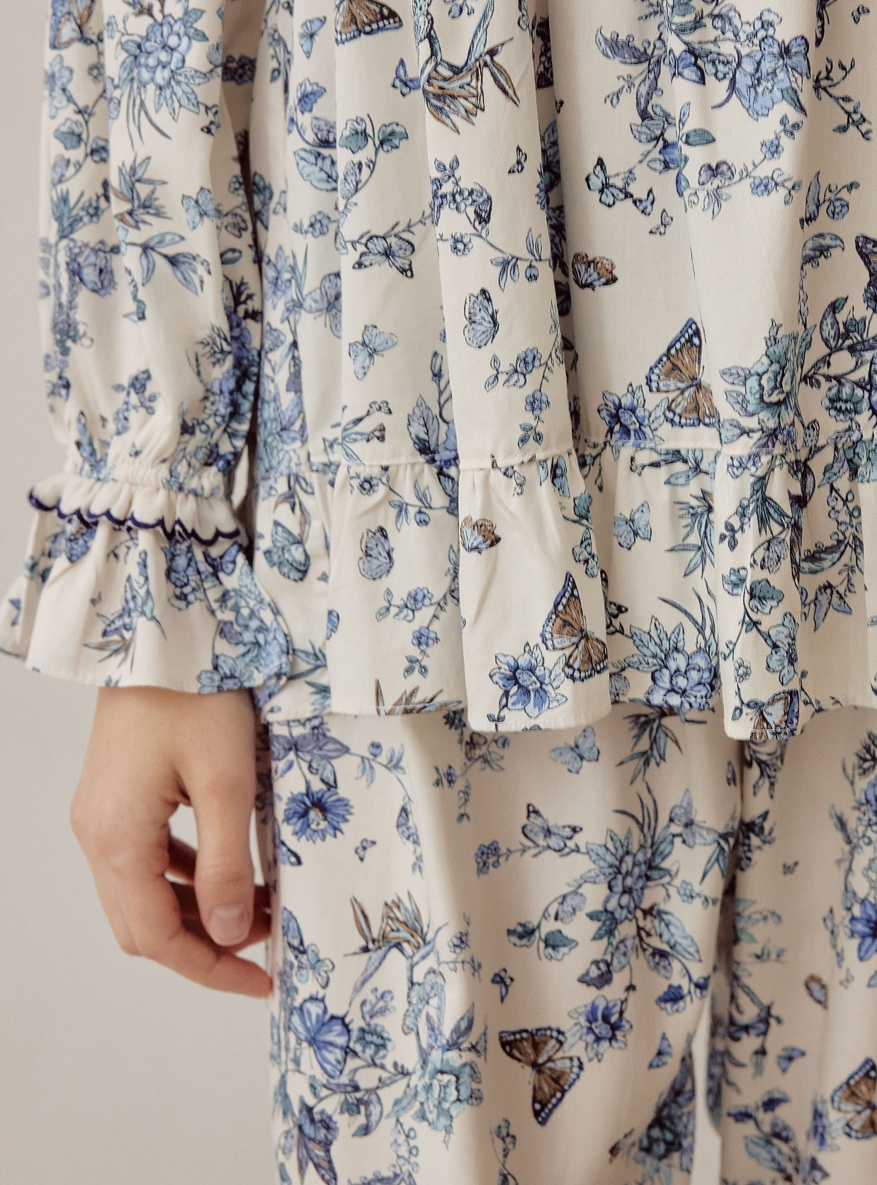 Jardin Modal Cotton Square - Neck Long - Sleeve Pajama Set - premium Korean sleepwear by LUNALUZ