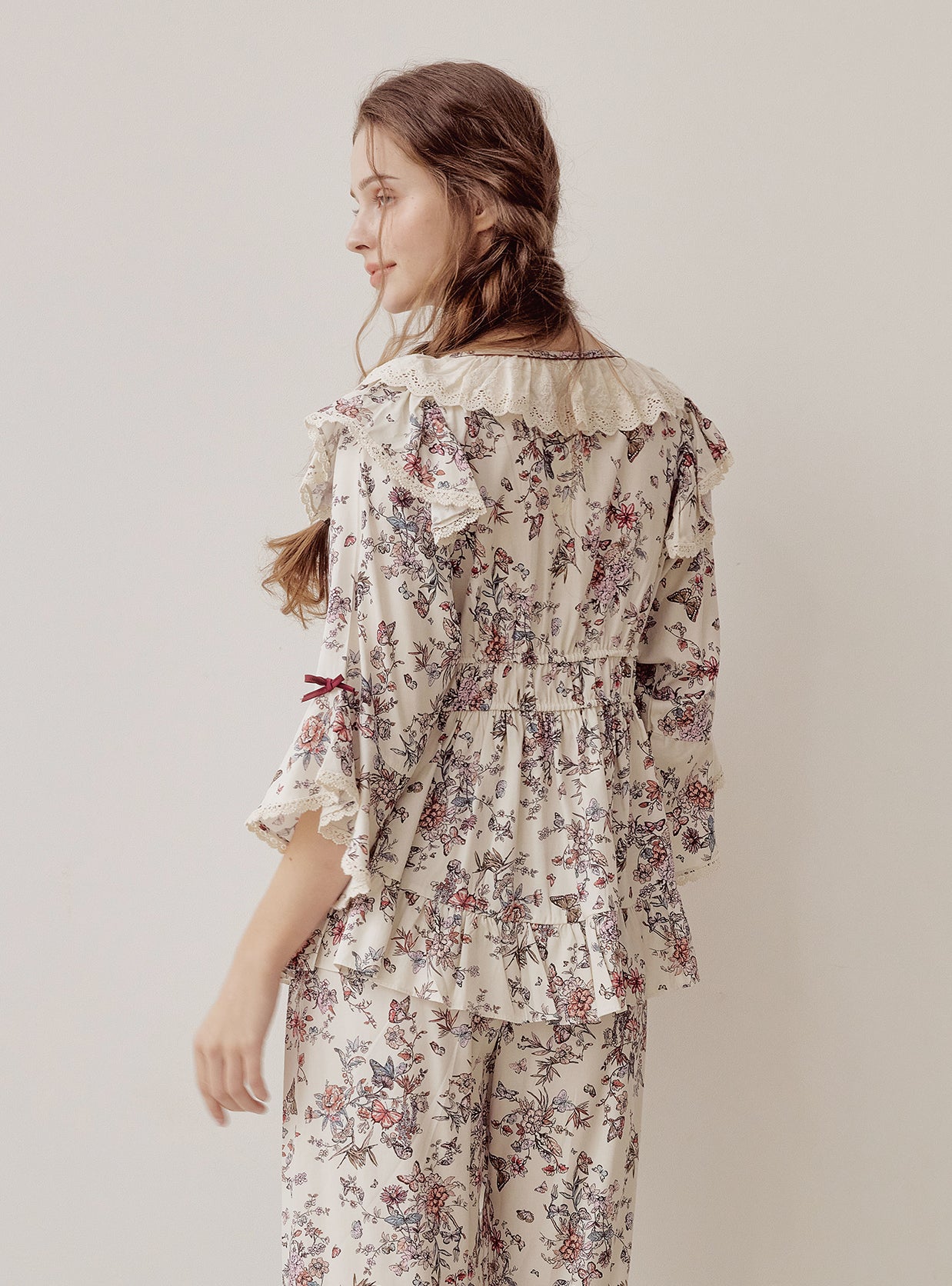 Jardin Modal Cotton V - Neck Long - Sleeve Pajama Set - premium Korean sleepwear by LUNALUZ