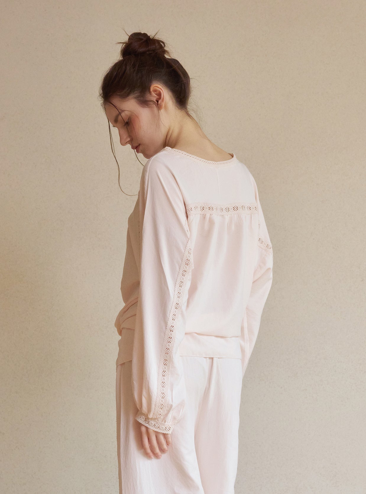 Jessi Sand - Washed Shirt Pajama Set - premium Korean sleepwear by LUNALUZ