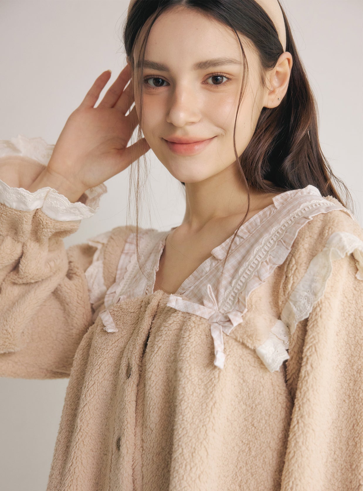 Joshua Fleece Long - Sleeve V - Neck Pajama Set - premium Korean sleepwear by LUNALUZ