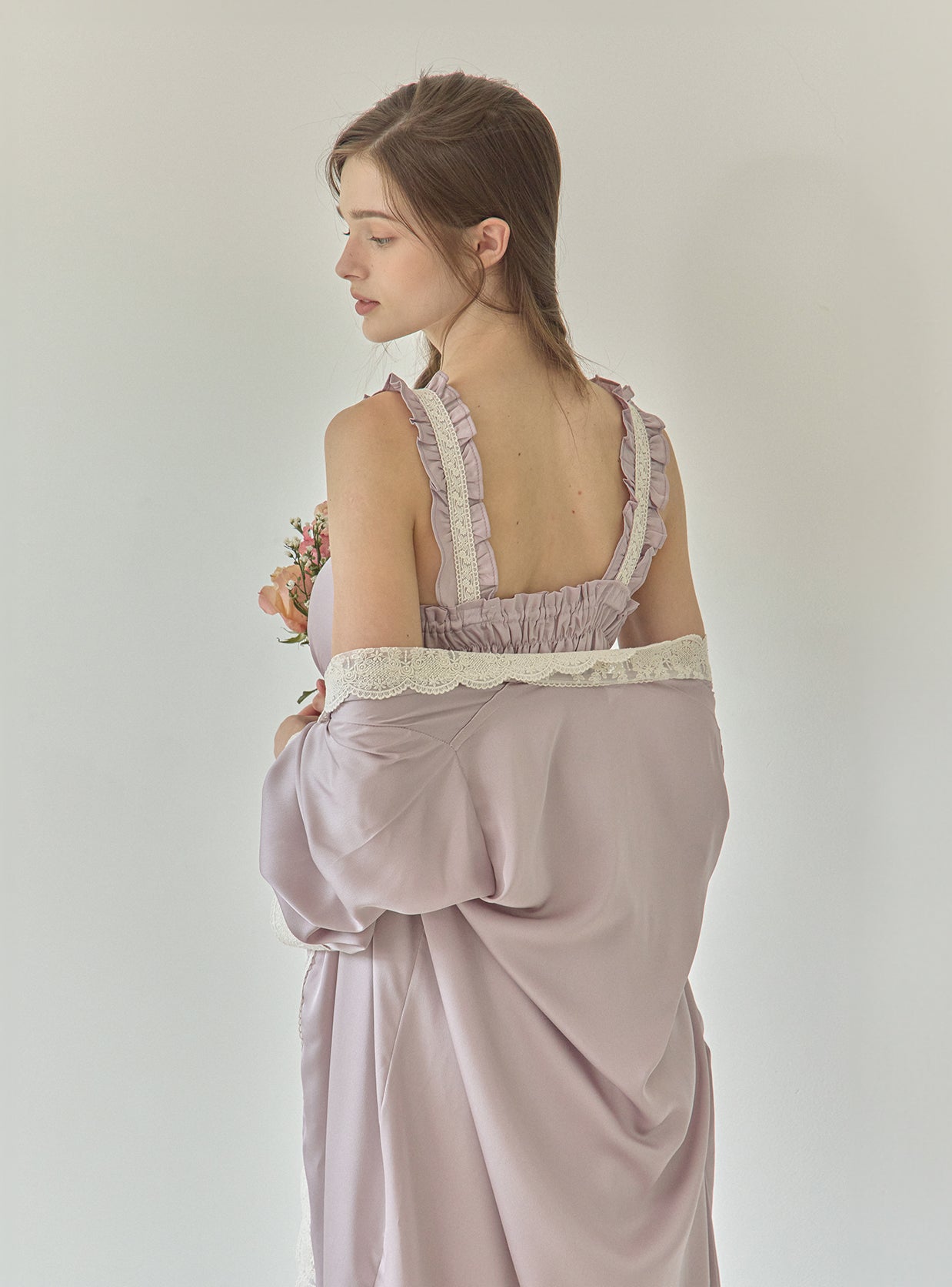 Lavender Silk - Satin Slip & Robe - premium Korean sleepwear by LUNALUZ