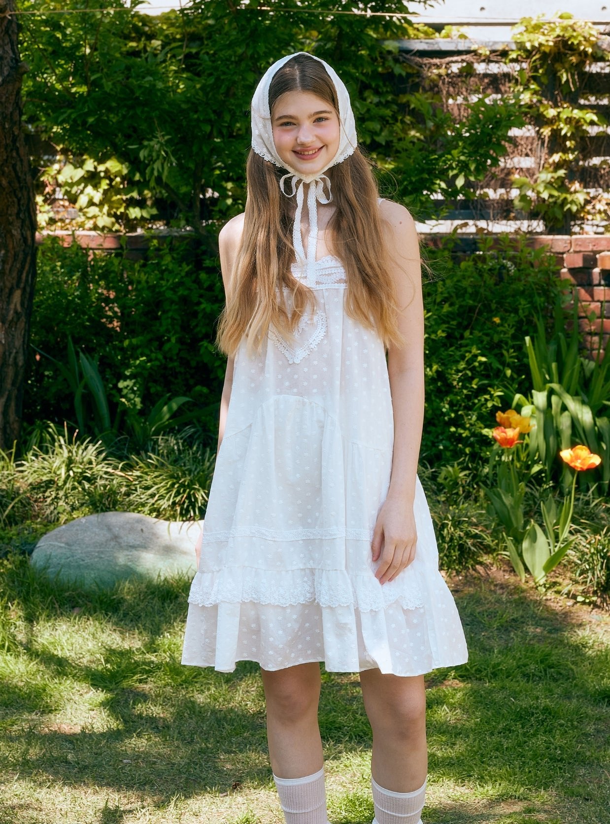 Leia Cotton Square - Neck Sleeveless Nightdress - premium Korean sleepwear by LUNALUZ