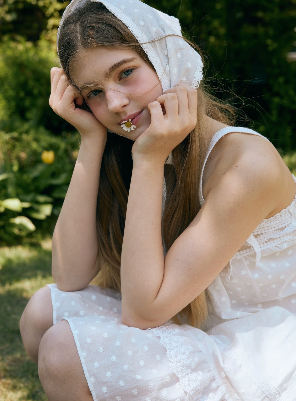 Leia Cotton Square - Neck Sleeveless Nightdress - premium Korean sleepwear by LUNALUZ