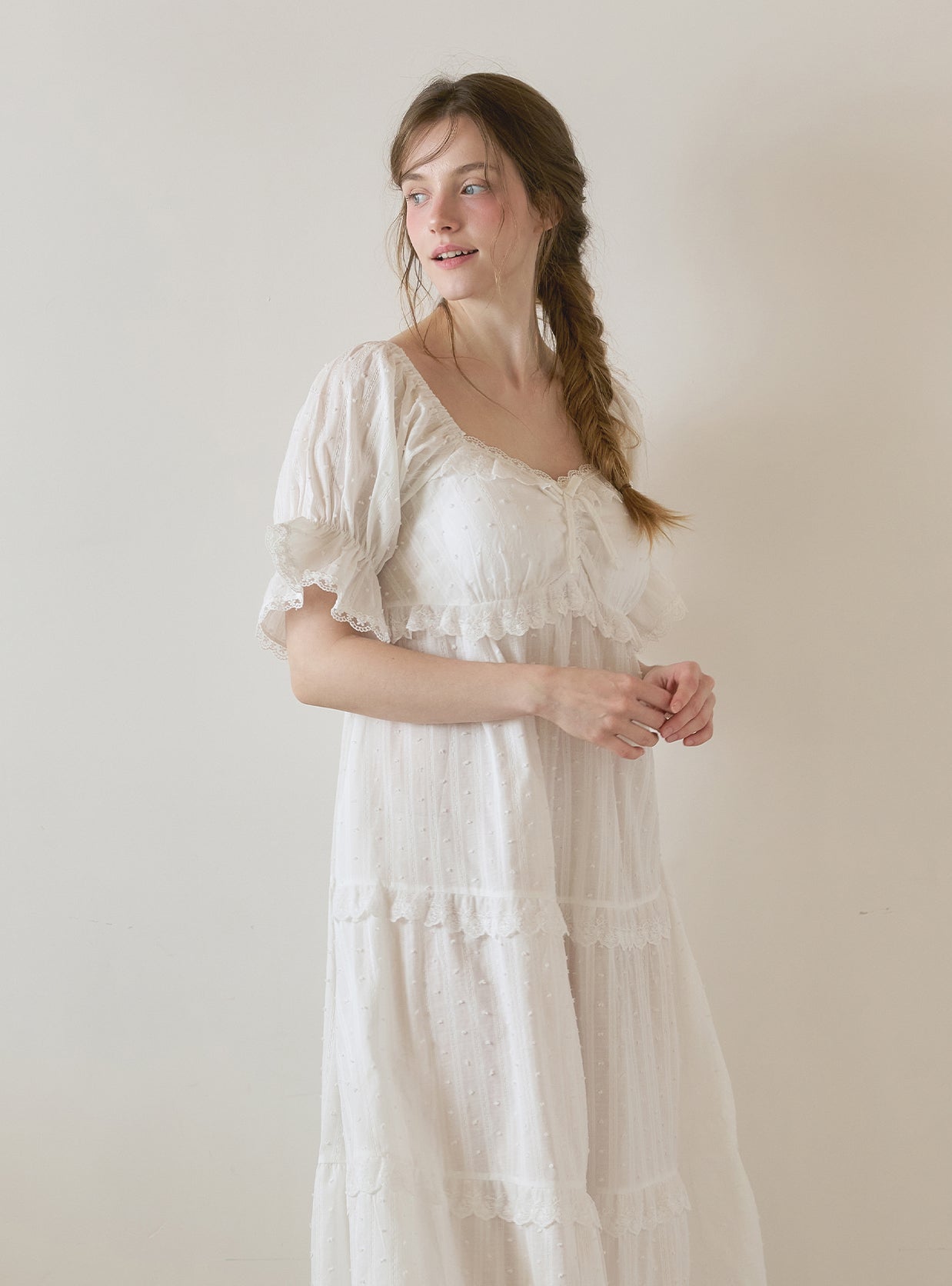 Lilia Cotton Built - in Bra Cup Short Sleeve Dress (Sleepwear) - premium Korean sleepwear by LUNALUZ