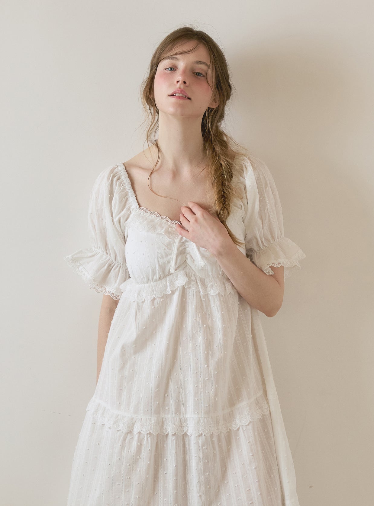 Lilia Cotton Built - in Bra Cup Short Sleeve Dress (Sleepwear) - premium Korean sleepwear by LUNALUZ