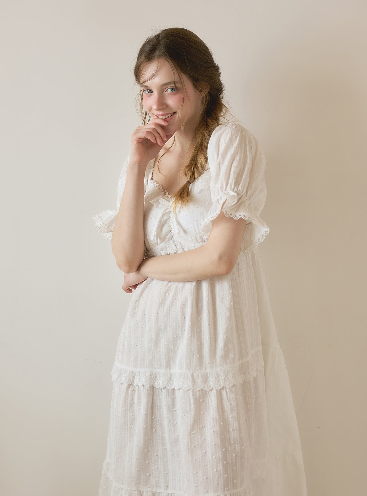 Lilia Cotton Built - in Bra Cup Short Sleeve Dress (Sleepwear) - premium Korean sleepwear by LUNALUZ