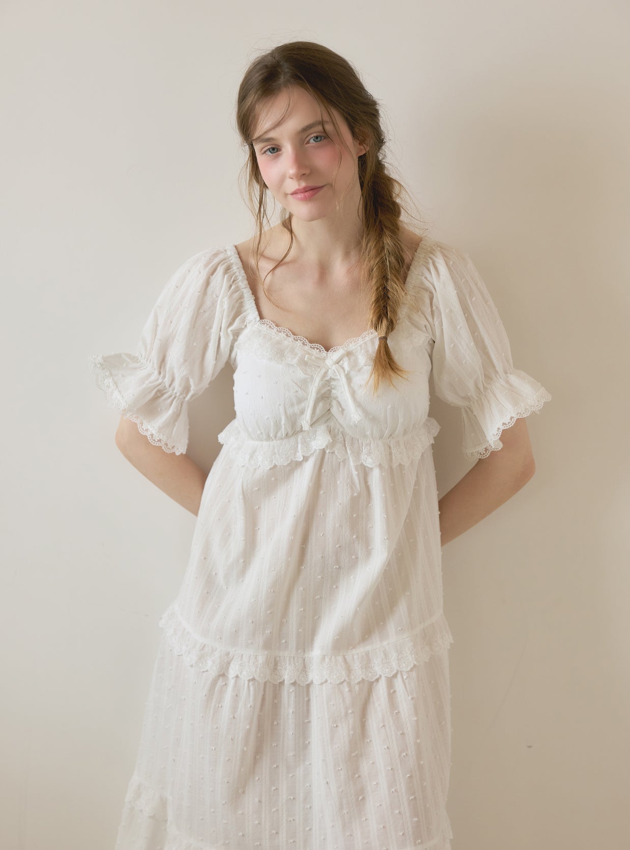 Lilia Cotton Built - in Bra Cup Short Sleeve Dress (Sleepwear) - premium Korean sleepwear by LUNALUZ