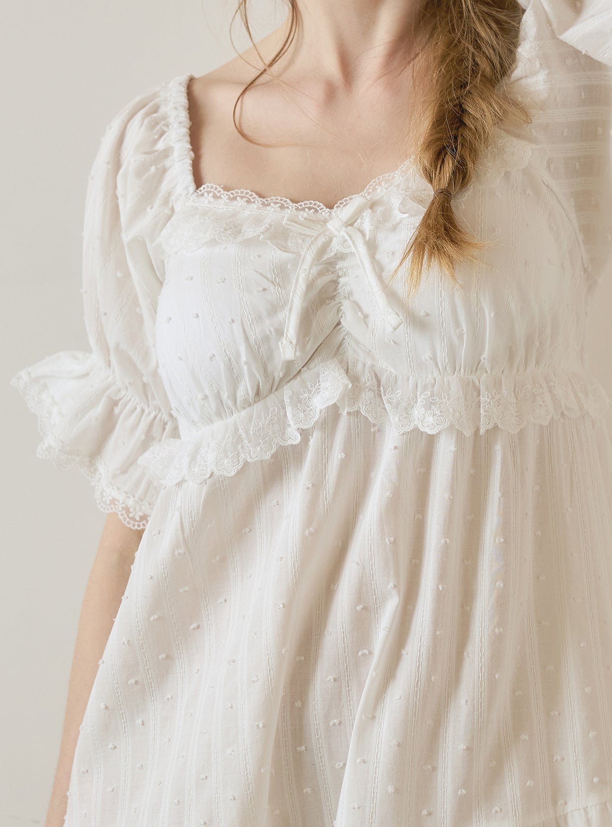 Lilia Cotton Built - in Bra Cup Short Sleeve Dress (Sleepwear) - premium Korean sleepwear by LUNALUZ