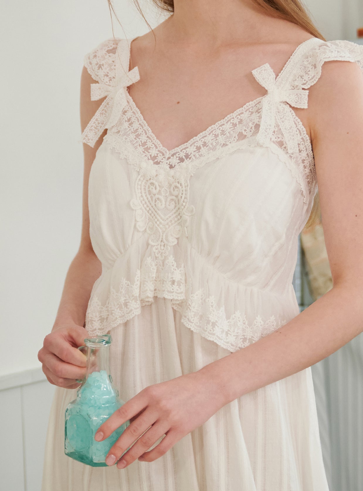 Lina Cotton Bra - Cup Sleeveless Nightdress - premium Korean sleepwear by LUNALUZ