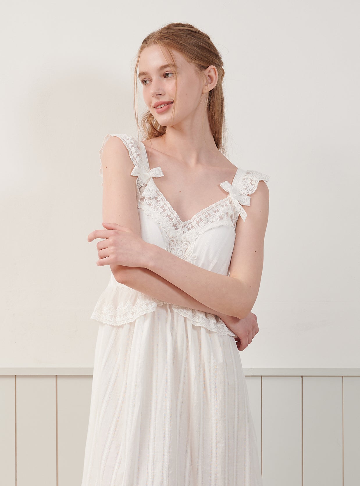 Lina Cotton Bra - Cup Sleeveless Nightdress - premium Korean sleepwear by LUNALUZ