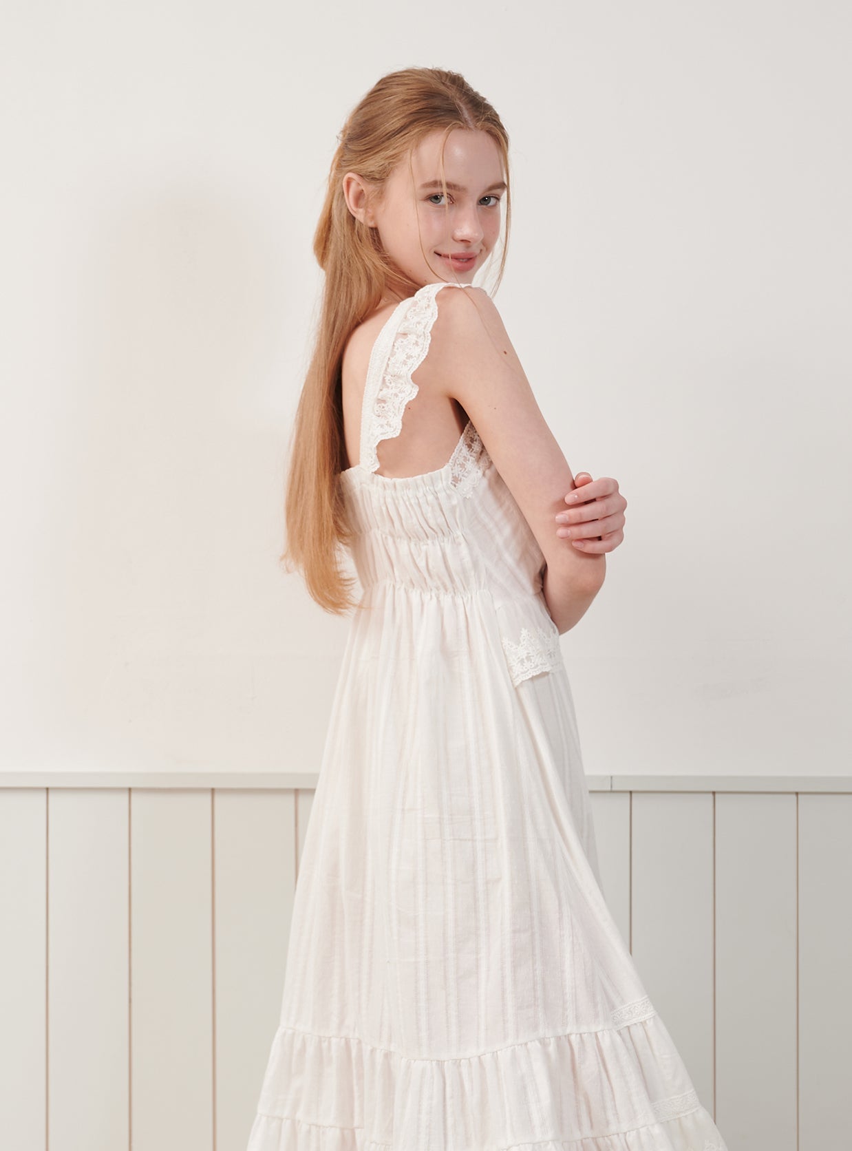 Lina Cotton Bra - Cup Sleeveless Nightdress - premium Korean sleepwear by LUNALUZ